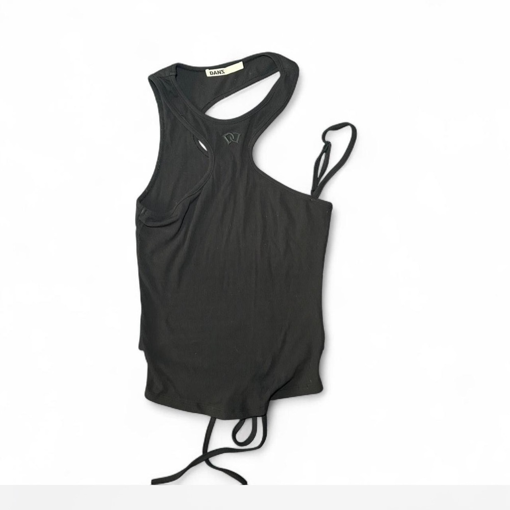 Black Asymmetrical Cut Out Tank Top